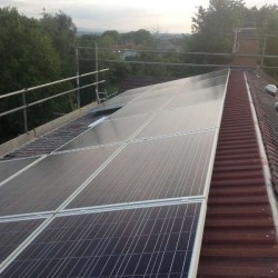Completed roof with solar PV modules